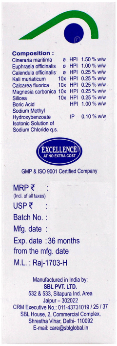 Sbl Cineraria Maritima Euphrasia Eye Drops 10Ml Sbl Cineraria Maritima Euphrasia Eye Drops 10Ml